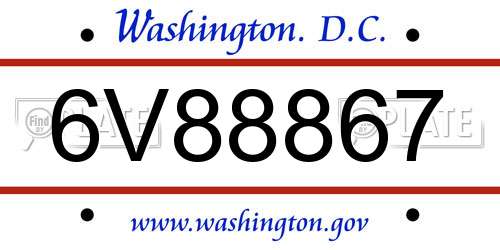 6V88867 District Of Columbia License Plate