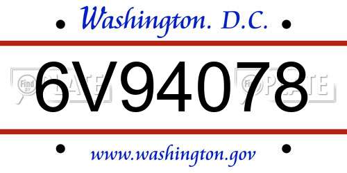 6V94078 District Of Columbia License Plate