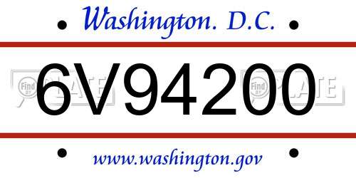 6V94200 District Of Columbia License Plate