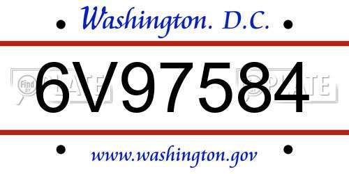 6V97584 District Of Columbia License Plate