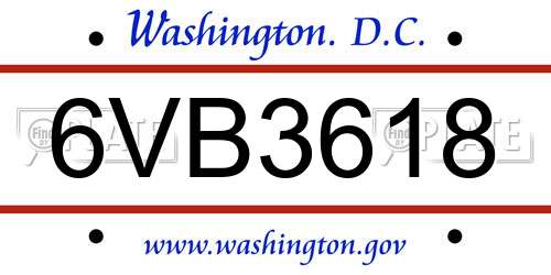 6VB3618 District Of Columbia License Plate