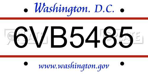 6VB5485 District Of Columbia License Plate