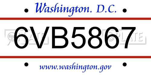 6VB5867 District Of Columbia License Plate