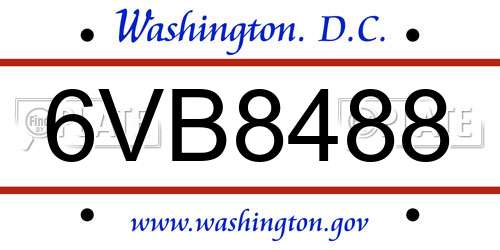 6VB8488 District Of Columbia License Plate