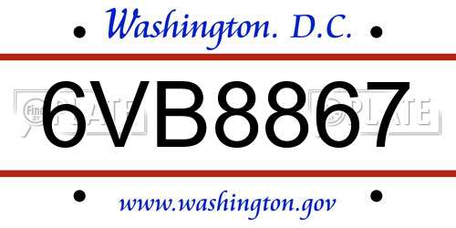 6VB8867 District Of Columbia License Plate