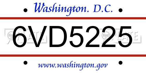 6VD5225 District Of Columbia License Plate