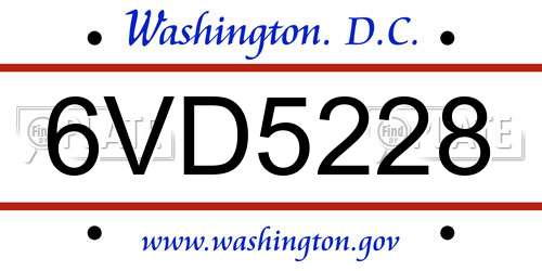 6VD5228 District Of Columbia License Plate