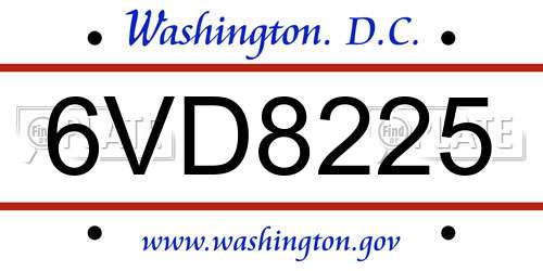 6VD8225 District Of Columbia License Plate