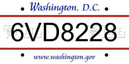 6VD8228 District Of Columbia License Plate