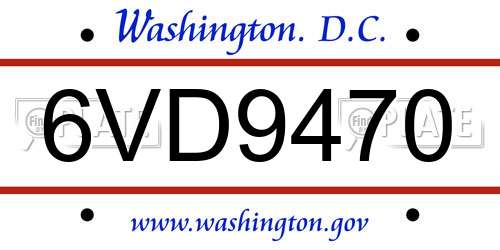 6VD9470 District Of Columbia License Plate