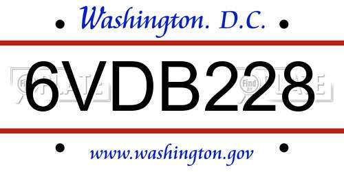 6VDB228 District Of Columbia License Plate