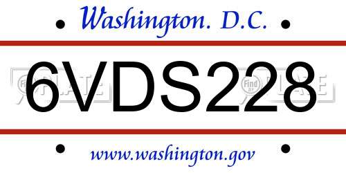 6VDS228 District Of Columbia License Plate