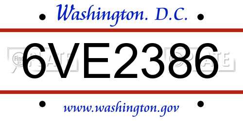 6VE2386 District Of Columbia License Plate