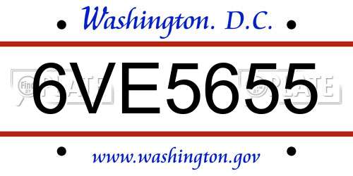 6VE5655 District Of Columbia License Plate