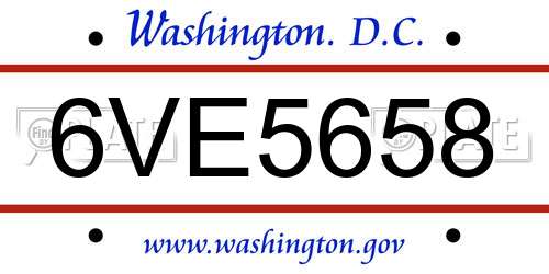 6VE5658 District Of Columbia License Plate