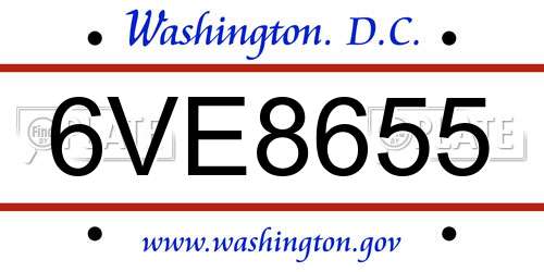 6VE8655 District Of Columbia License Plate