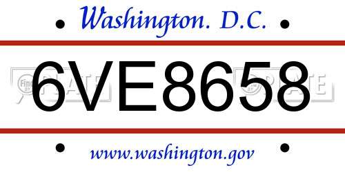 6VE8658 District Of Columbia License Plate