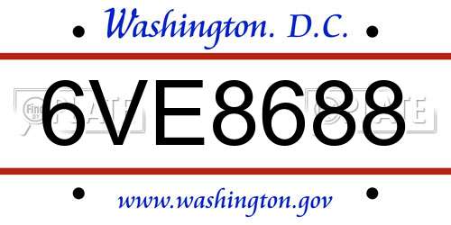 6VE8688 District Of Columbia License Plate
