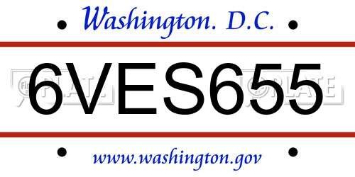 6VES655 District Of Columbia License Plate
