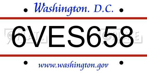 6VES658 District Of Columbia License Plate