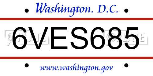 6VES685 District Of Columbia License Plate