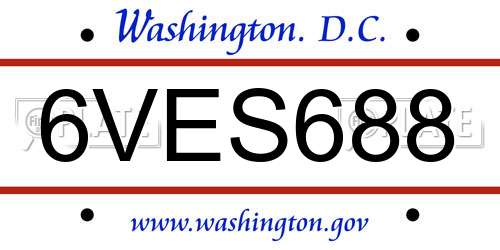 6VES688 District Of Columbia License Plate