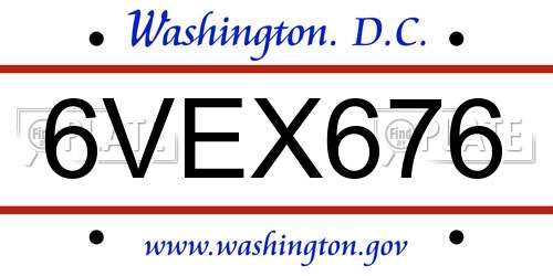6VEX676 District Of Columbia License Plate