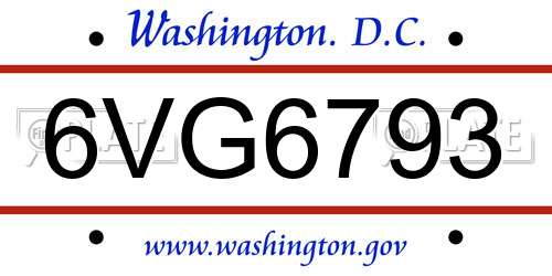 6VG6793 District Of Columbia License Plate