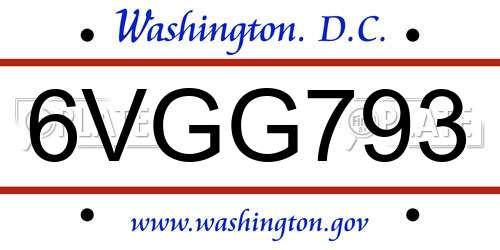 6VGG793 District Of Columbia License Plate