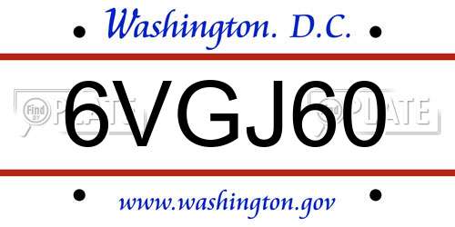 6VGJ60 District Of Columbia License Plate
