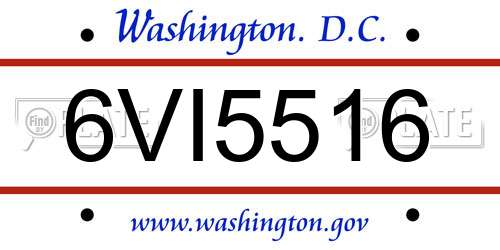 6VI5516 District Of Columbia License Plate