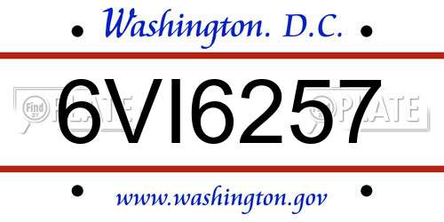 6VI6257 District Of Columbia License Plate