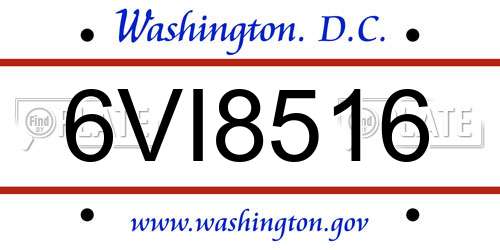 6VI8516 District Of Columbia License Plate