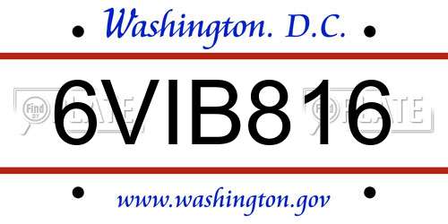 6VIB816 District Of Columbia License Plate