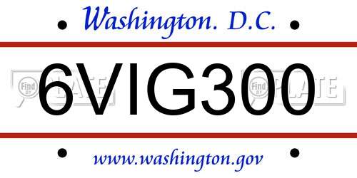 6VIG300 District Of Columbia License Plate