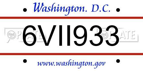 6VII933 District Of Columbia License Plate