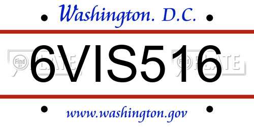 6VIS516 District Of Columbia License Plate