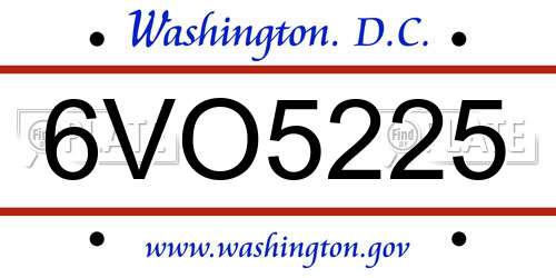 6VO5225 District Of Columbia License Plate