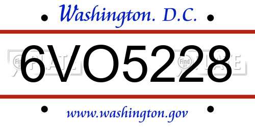 6VO5228 District Of Columbia License Plate