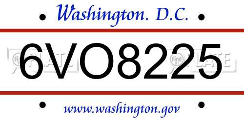 6VO8225 District Of Columbia License Plate