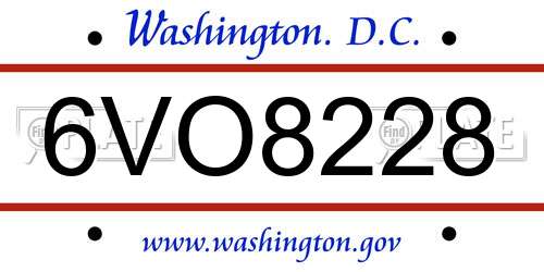 6VO8228 District Of Columbia License Plate