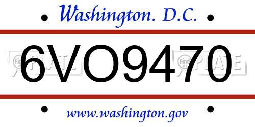 6VO9470 District Of Columbia License Plate
