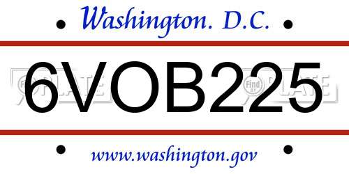 6VOB225 District Of Columbia License Plate