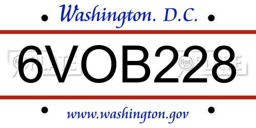 6VOB228 District Of Columbia License Plate