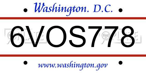 6VOS778 District Of Columbia License Plate