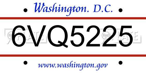 6VQ5225 District Of Columbia License Plate