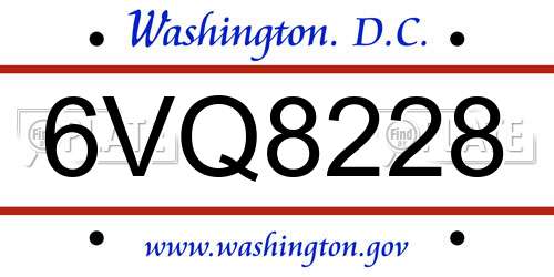 6VQ8228 District Of Columbia License Plate
