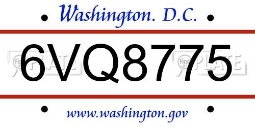 6VQ8775 District Of Columbia License Plate