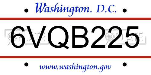 6VQB225 District Of Columbia License Plate