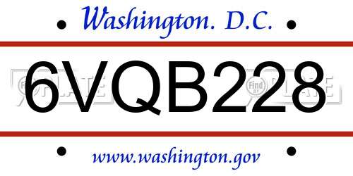 6VQB228 District Of Columbia License Plate